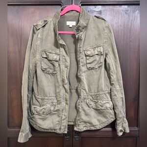 LOFT Green Utility Jacket size Medium Linen blend Spring Jacket Gorpcore